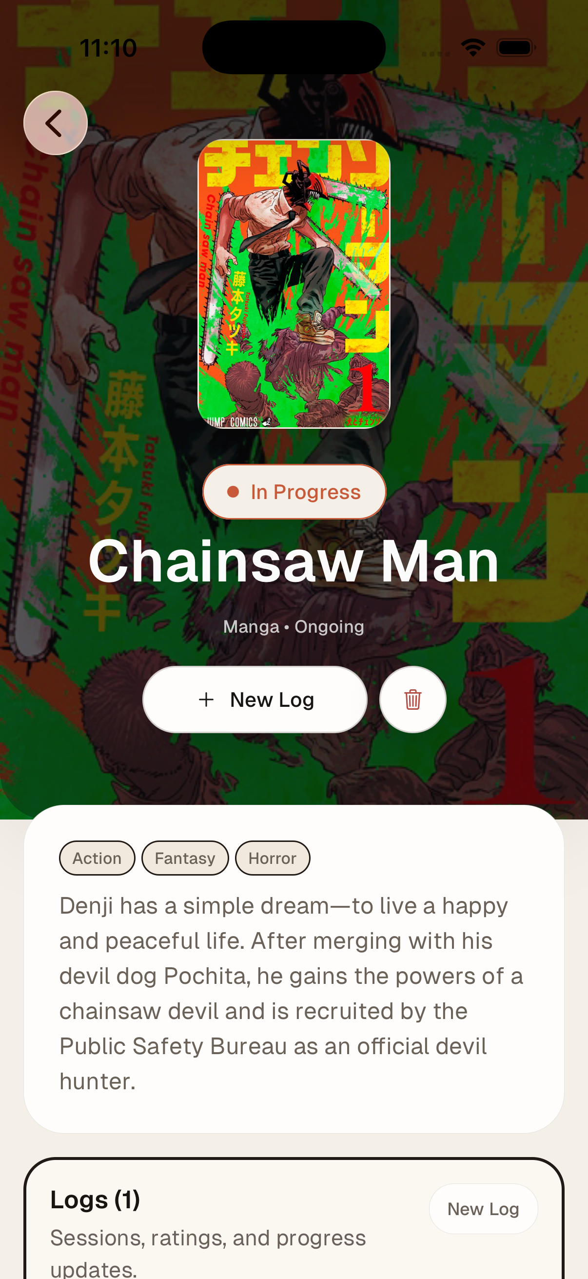 Yore item detail screen